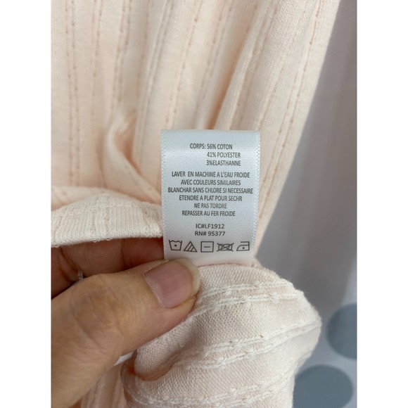 Sanctuary NWT Aiden Button Up Top Pointelle Henley Long Sleeve Pink Small New - Picture 7 of 8